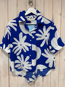 Blue and White Flower Shirt - New Season - Compania
