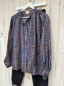 Burgundy Blue Stripe Blouse - New Season - Johanna