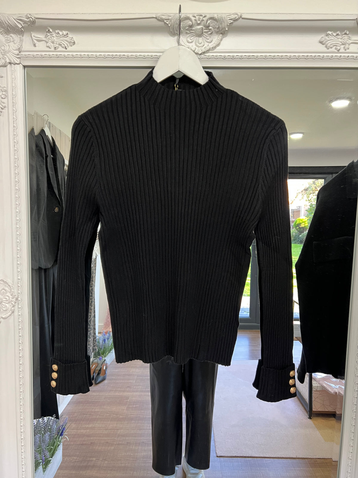 Button Sleeve Rib Jumper - New - Skatie