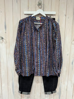 Load image into Gallery viewer, Burgundy Blue Stripe Blouse - New Season - Johanna
