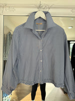 Load image into Gallery viewer, Ruffle Pinstripe Blouse - 3 Colours - New Season
