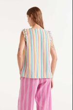 Load image into Gallery viewer, Ruffle Trim Stripe Blouse - New Season - Compania

