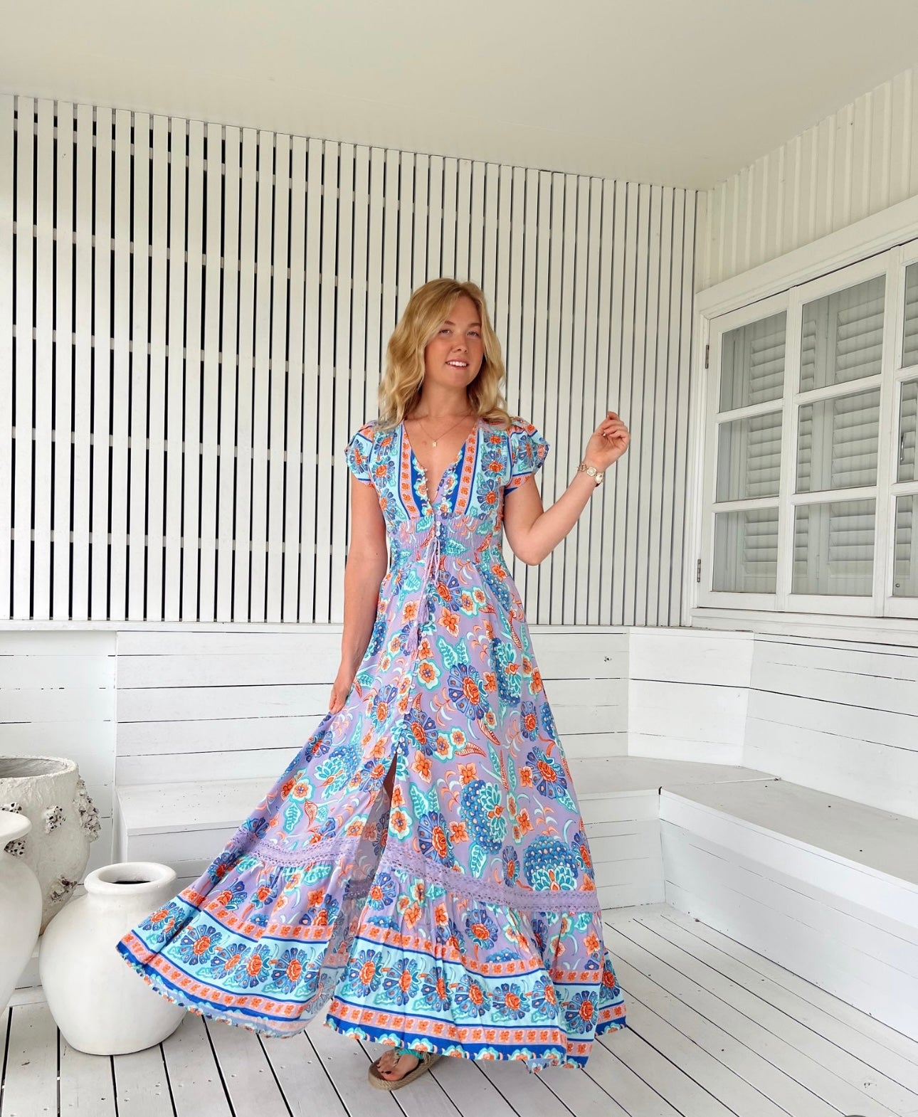 Daydreamer Print Romi Maxi Dress - High Summer - Jaase