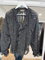 Load image into Gallery viewer, Lisa Ruffle Velvet Print Blouse - 2 Prints - Scarlet Roos
