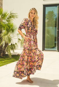 Apricot Blossom Print Chelsea Maxi Dress - Jaase Australia - New Collection