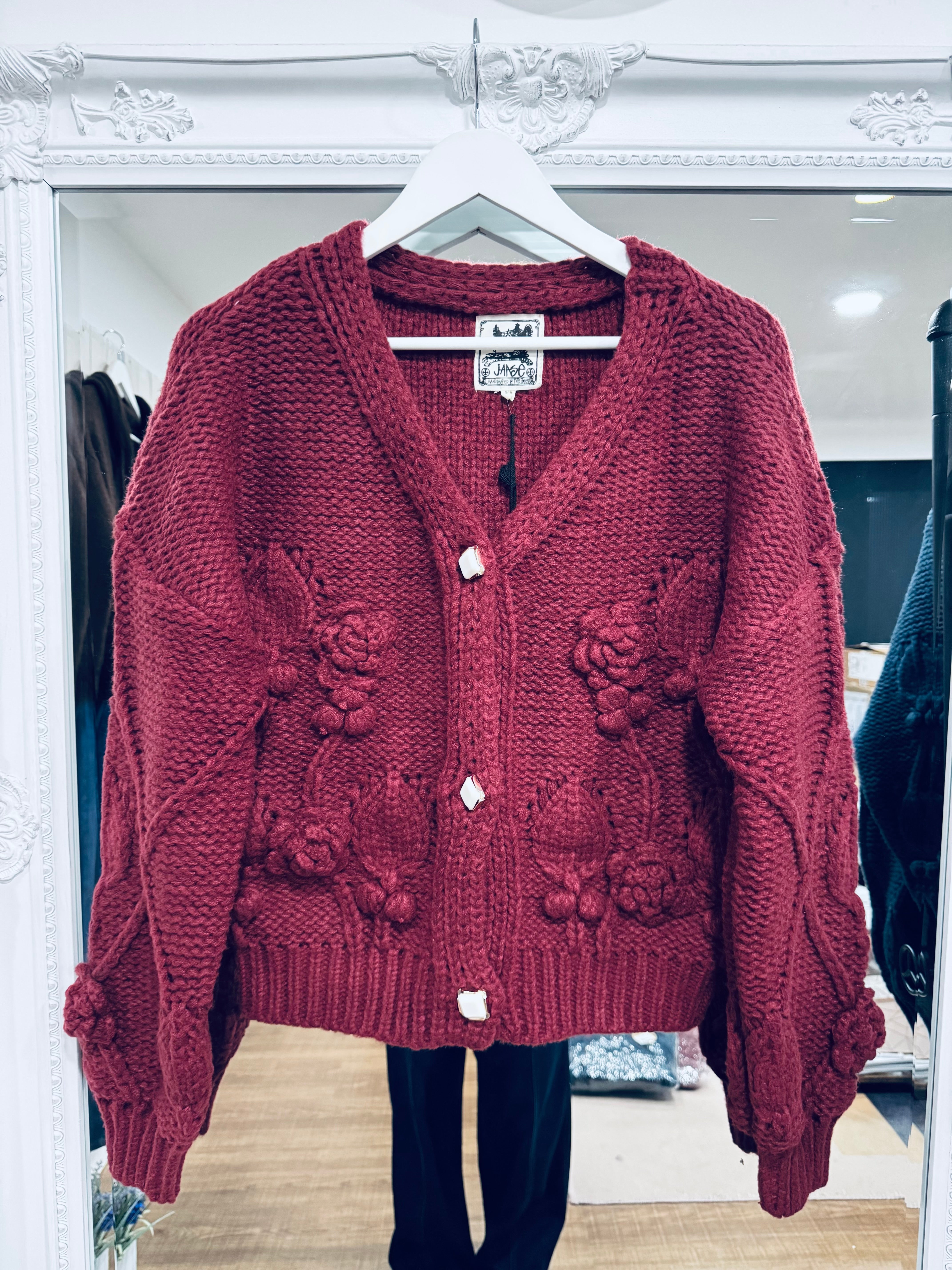 Berry and Navy Cozy Caridgan - Jaase - New Season