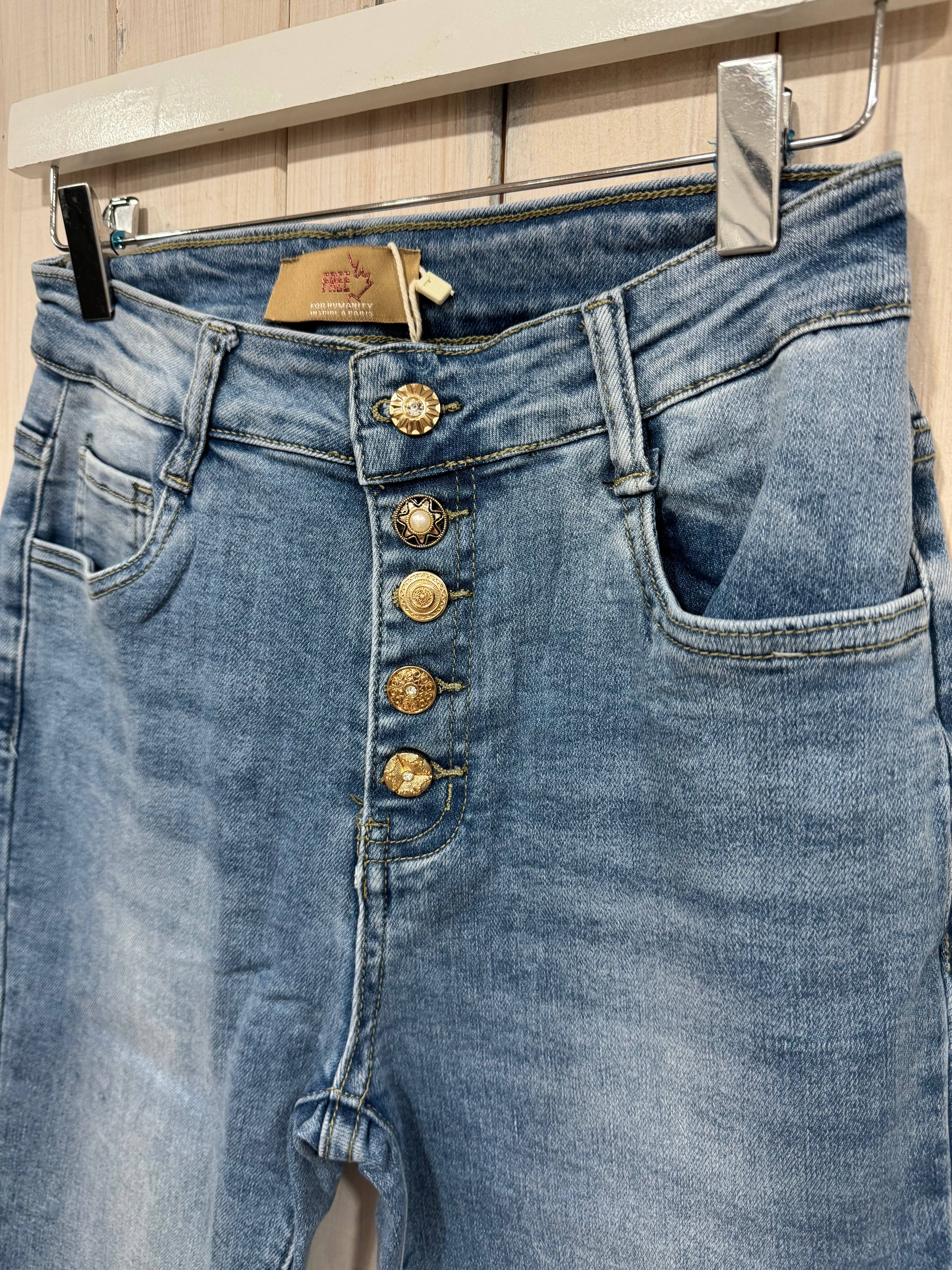 Kate Straight Leg Button Feature Denim - New Free From Humanity