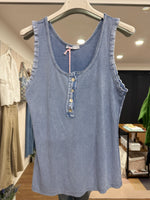 Load image into Gallery viewer, Frill Button Rib Vest - 7 Colours - New Season
