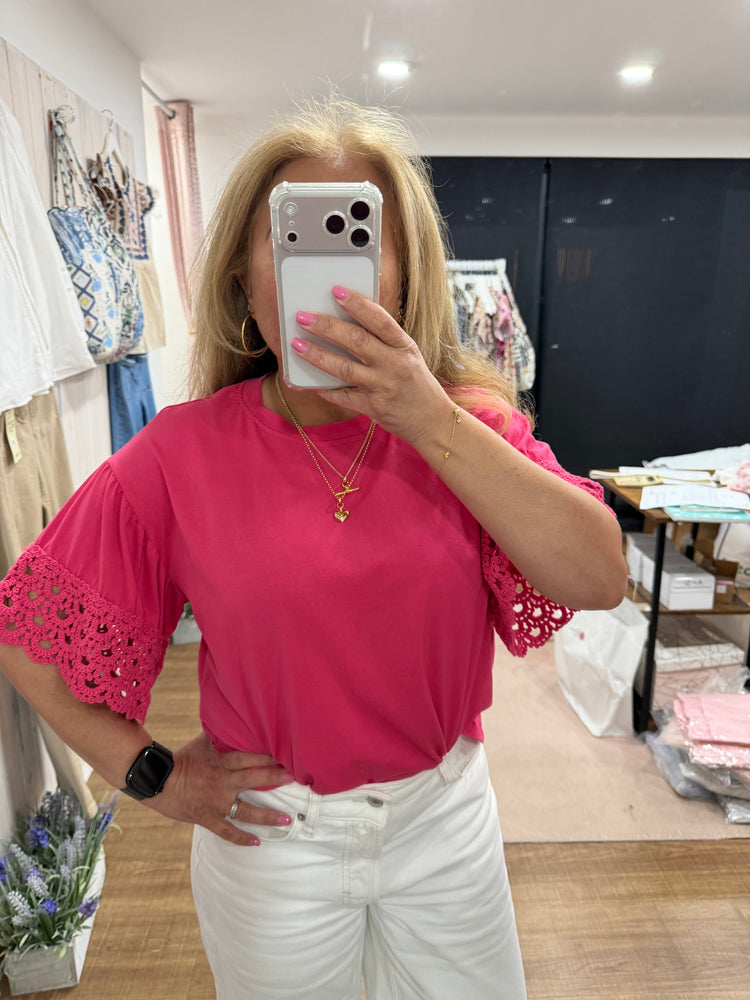Crochet Cuff Tshirt - 2 Colours