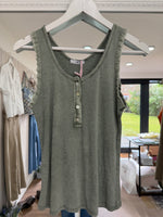 Load image into Gallery viewer, Frill Button Rib Vest - 7 Colours - New Season
