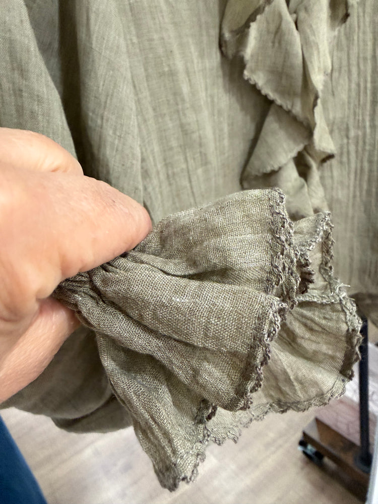 Khaki Ruffle Blouse - AW26