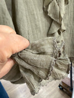 Load image into Gallery viewer, Khaki Ruffle Blouse - AW26
