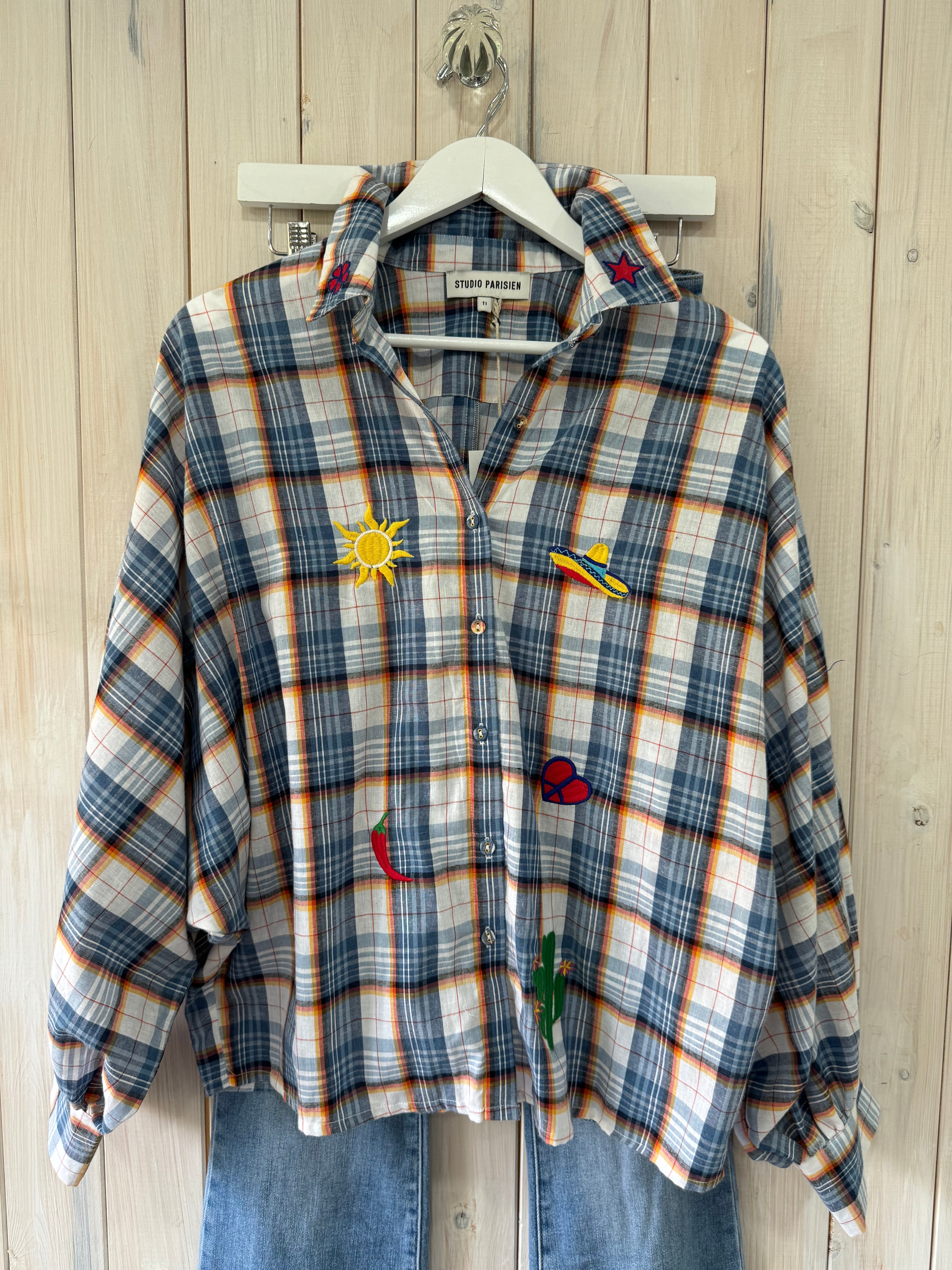 Cow Girl Check Embroidered Blouse - New Season - Studio Parisien