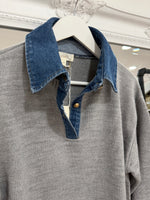 Load image into Gallery viewer, Knitted Denim Trim Polo - 2 Colours - Elan - AW26
