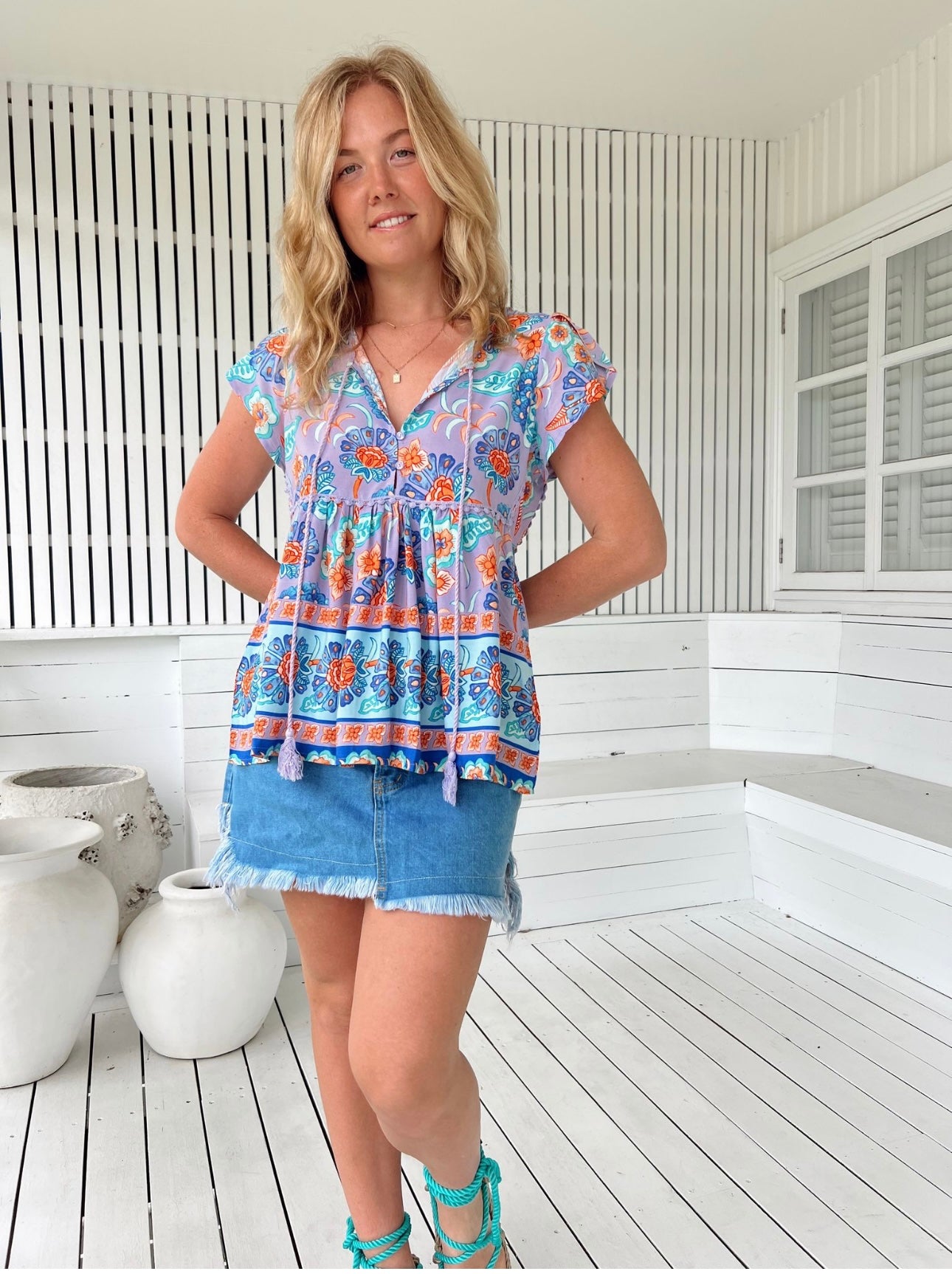 Daydreamer Print Ella Top - High Summer - Jaase