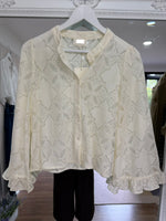 Load image into Gallery viewer, Cream Cut Lace Blouse - AW26
