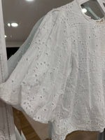 Load image into Gallery viewer, Broderie Puff Shoulder Reversible Blouse - New Season
