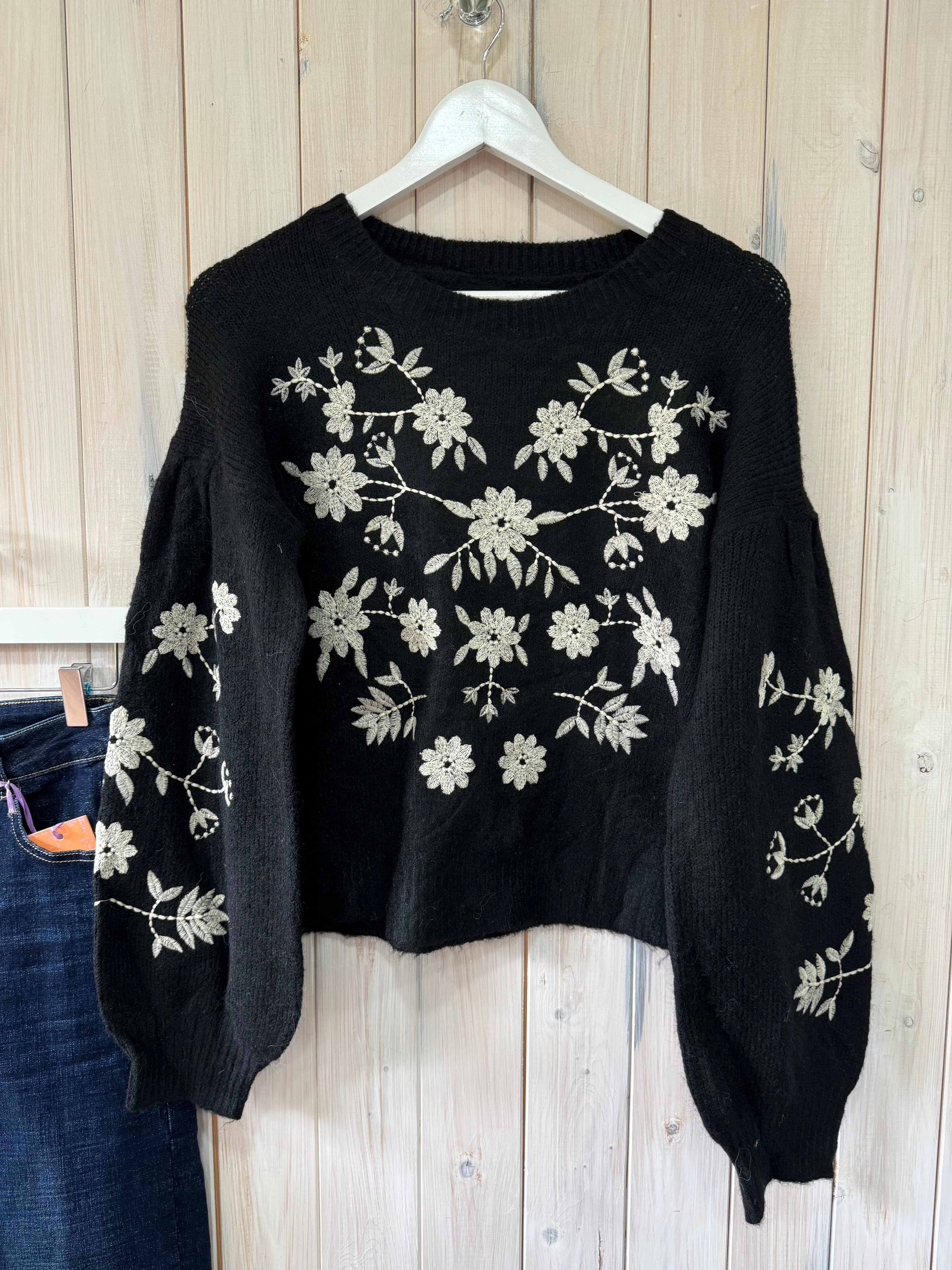 Loire Embroidered Puff Sleeved Sweater - 2 Colours