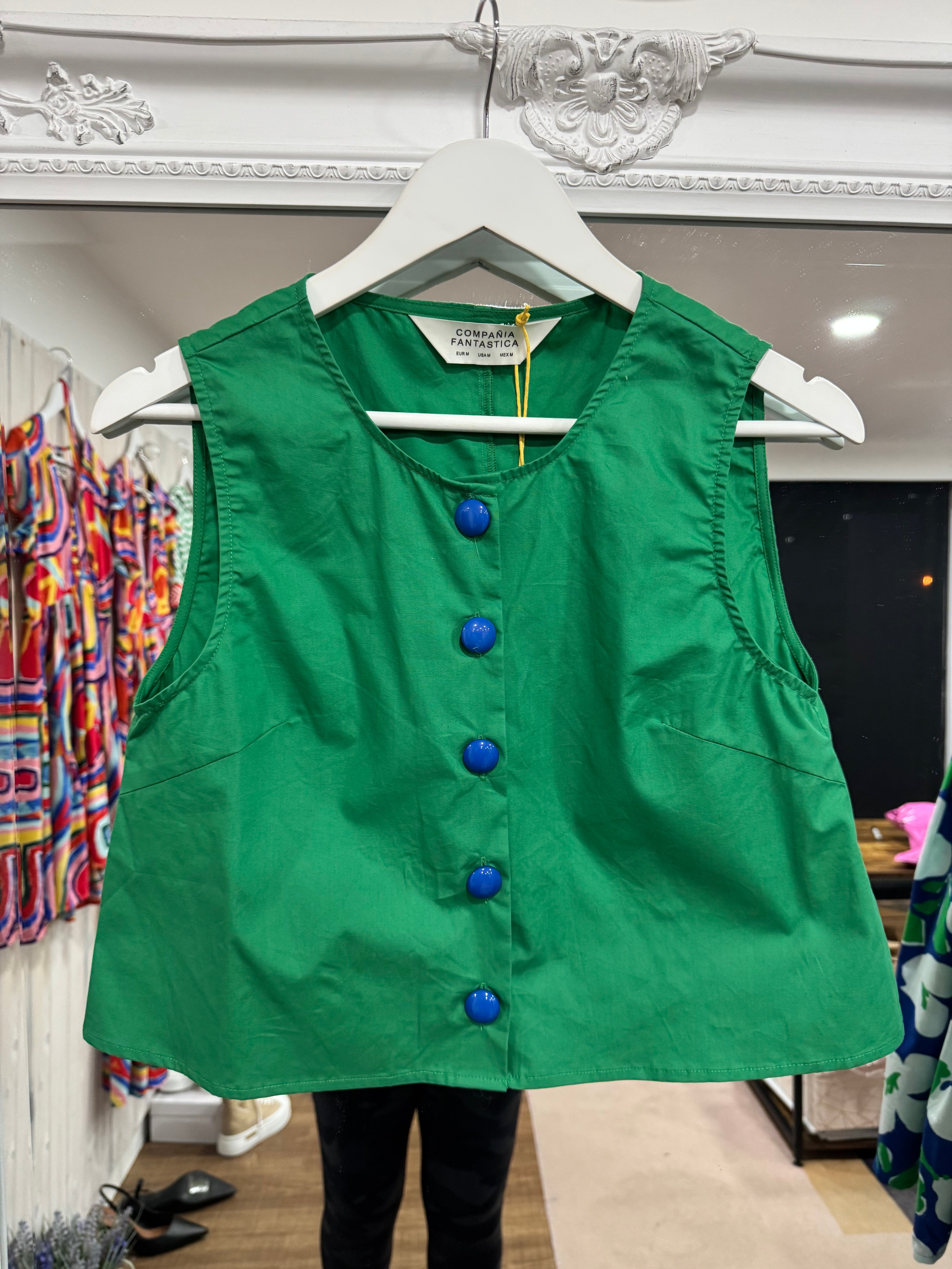 Button Detail Sleeveless Top - New Brand - Compania