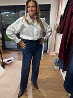 Load image into Gallery viewer, Lou Frill Cotton Poplin Blouse - Scarlet Roos
