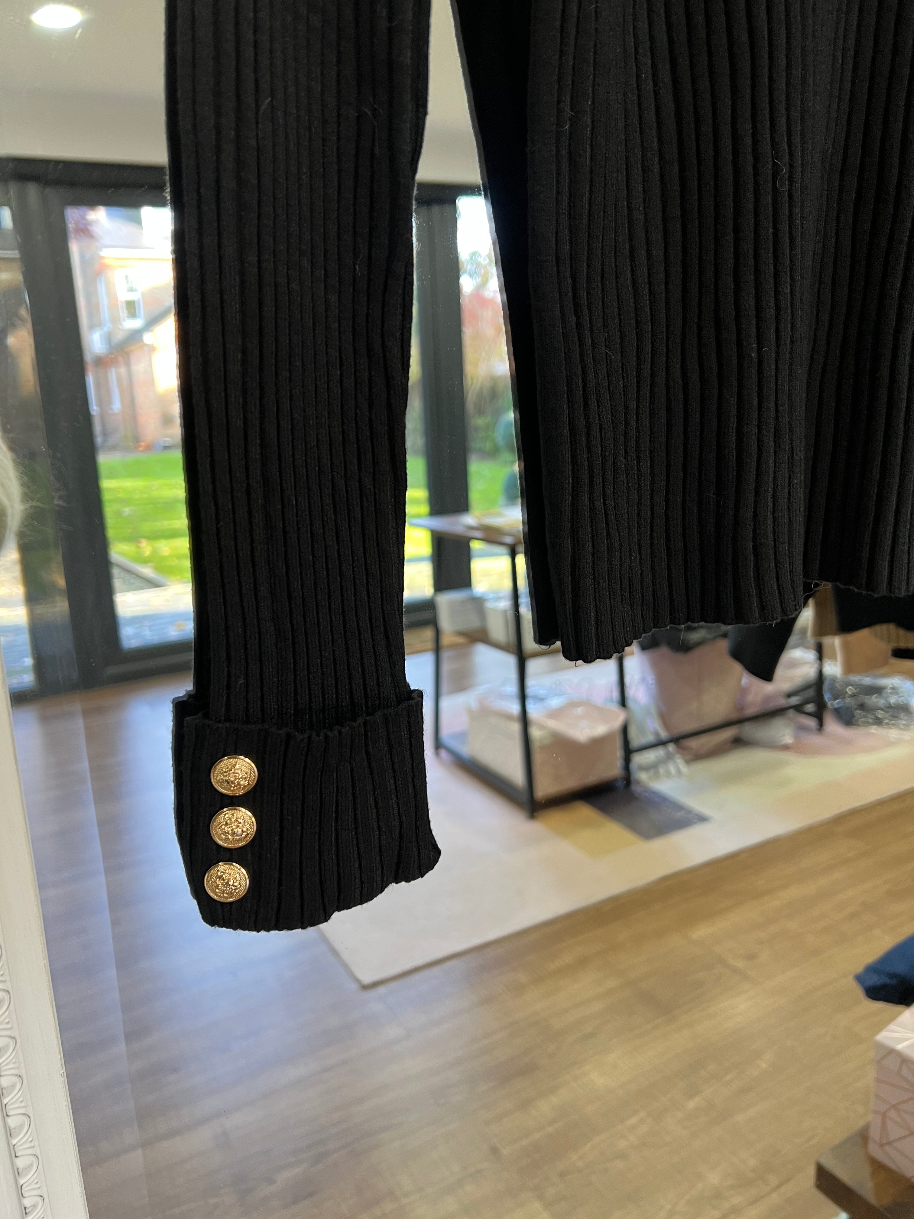 Button Sleeve Rib Jumper - New - Skatie