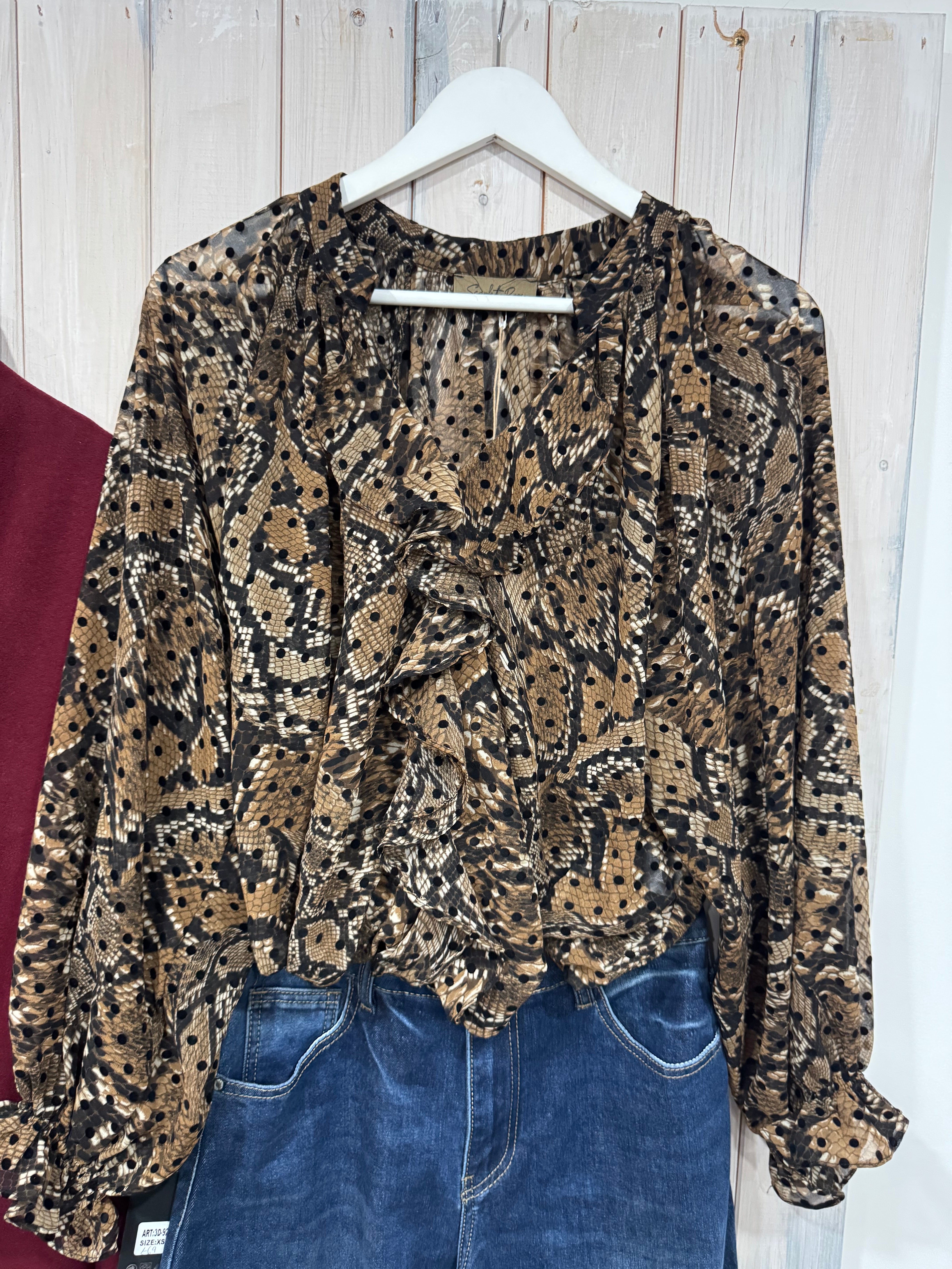 Lisa Ruffle Velvet Print Blouse - 2 Prints - Scarlet Roos