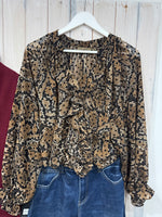 Load image into Gallery viewer, Lisa Ruffle Velvet Print Blouse - 2 Prints - Scarlet Roos
