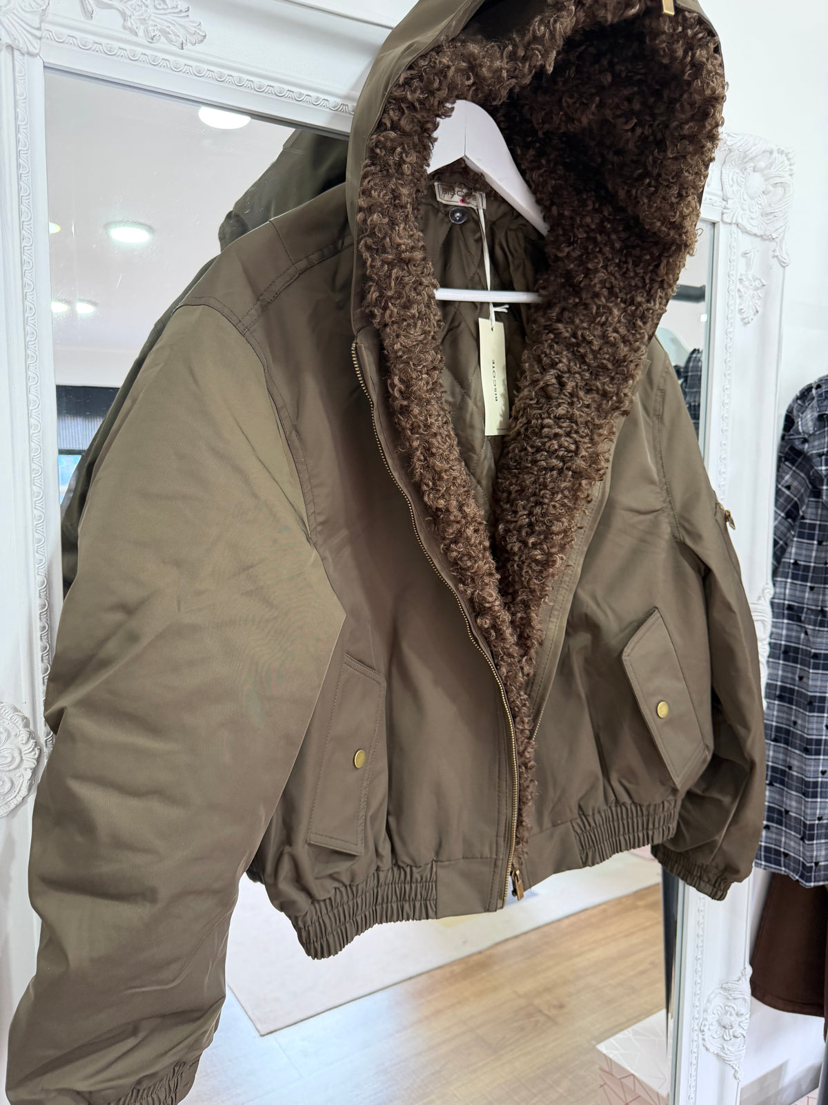 Hooded Bomber - Black & Chocolate - Detachable Hood - AW26
