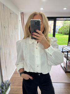 Clemence Puff Shoulder Poplin Blouse - New Season