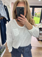 Load image into Gallery viewer, Broderie Pocket Long Sleeve Summer T - New Season
