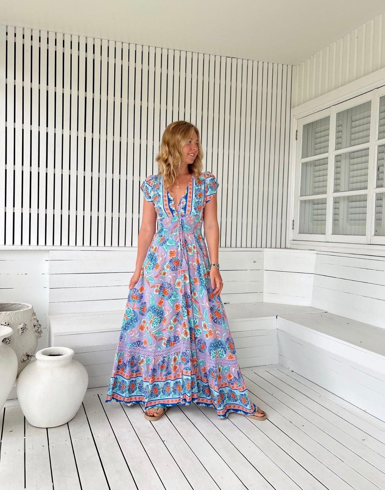 Daydreamer Print Romi Maxi Dress - High Summer - Jaase