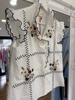 Load image into Gallery viewer, Lindy Embroidered Short Sleeved Blouse - Mamouchka
