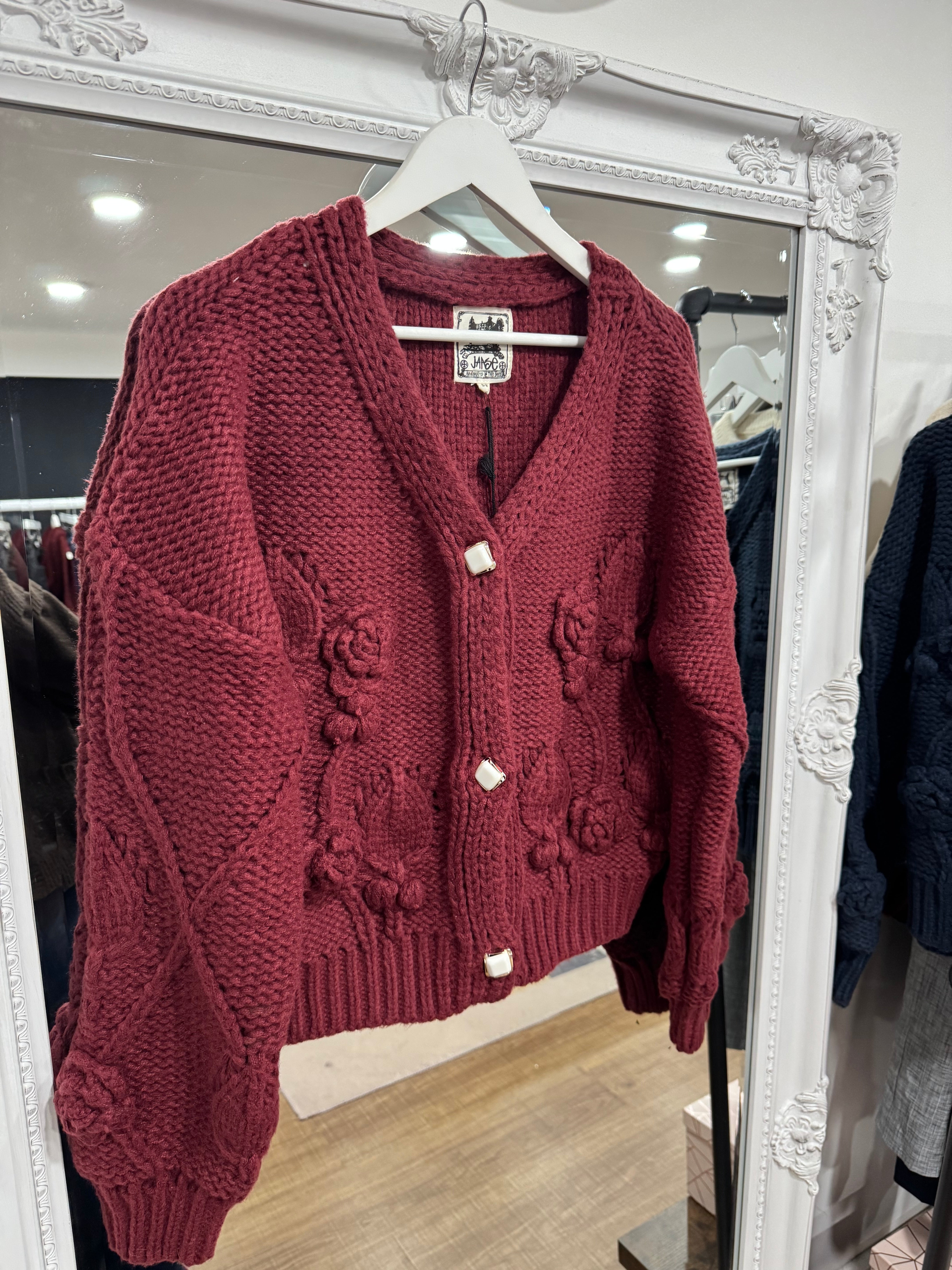 Berry and Navy Cozy Caridgan - Jaase - New Season
