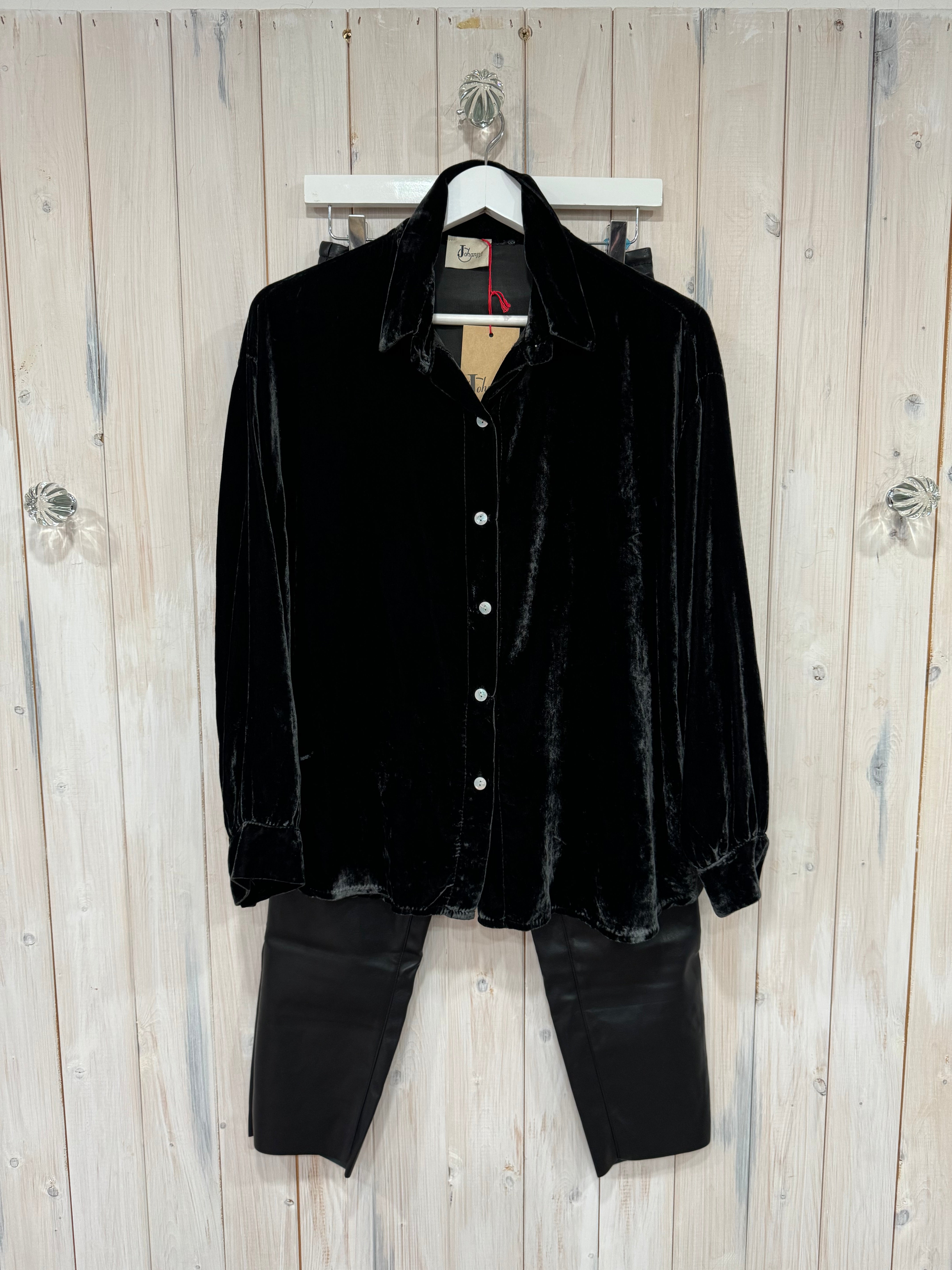 Crushed Velvet Shirt - 2 Colours - Johanna
