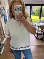 Load image into Gallery viewer, Sweet Heart Cut Out Embroidered T-shirt - Studio Parisien
