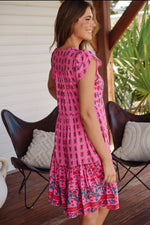 Load image into Gallery viewer, Raspberry Romance Print Tracey Mini Dress - Jaase
