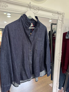 Frill Denim Over Shirt n- New Arrival