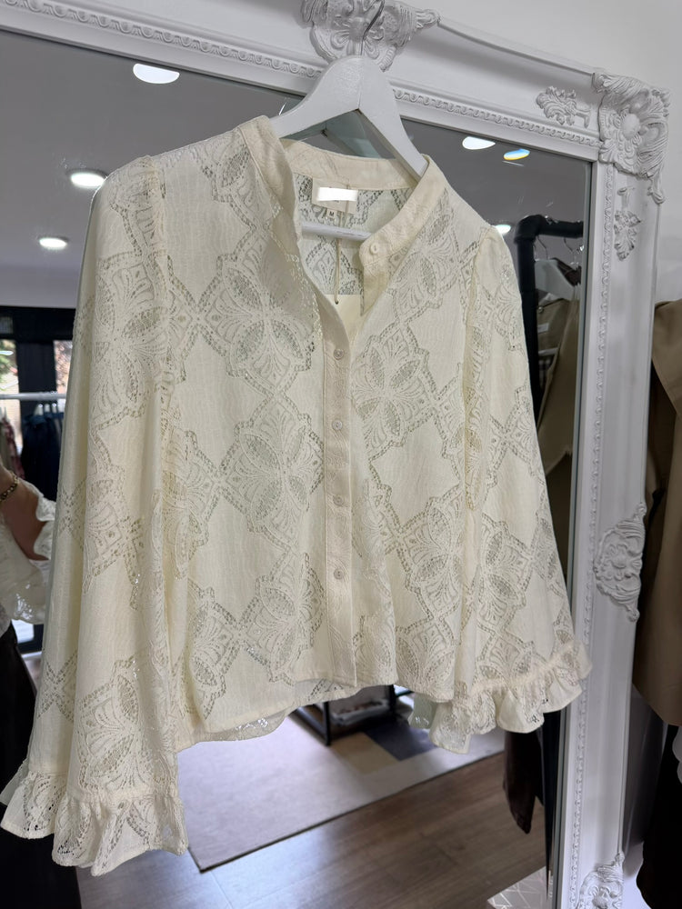 Cream Cut Lace Blouse - AW26