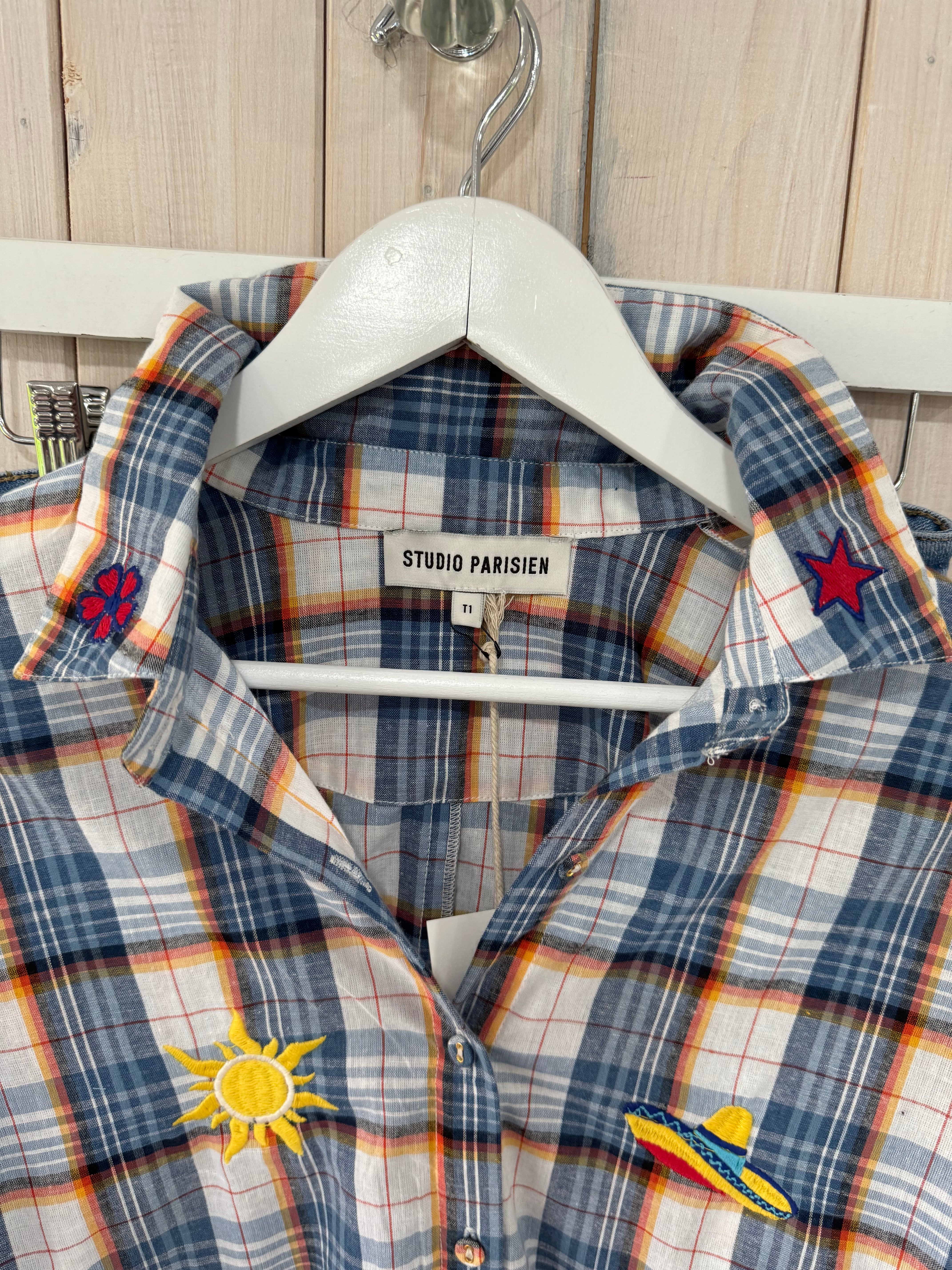 Cow Girl Check Embroidered Blouse - New Season - Studio Parisien