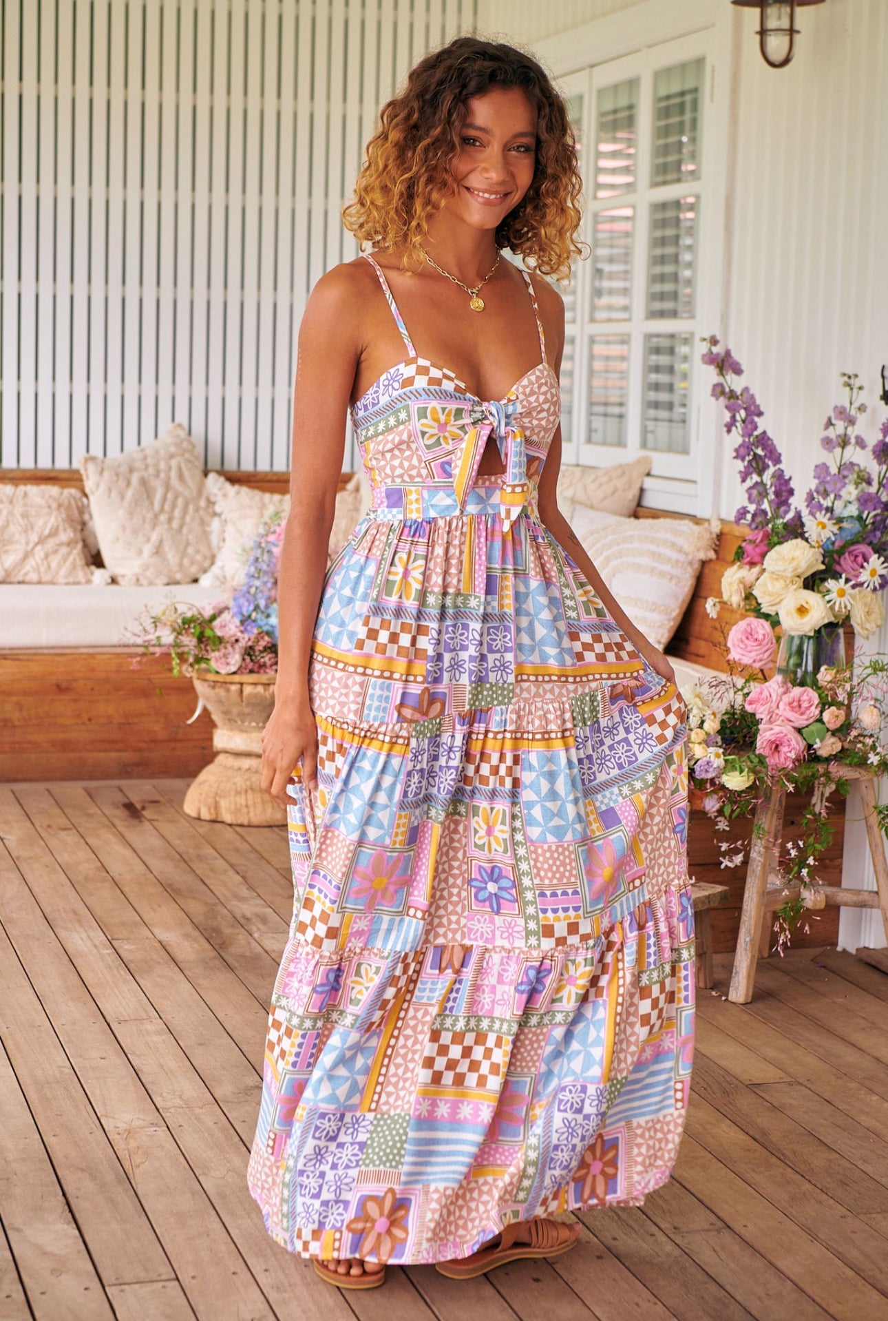 Sweet Illusions Print Bambi Maxi Dress - New Arrival - Jaase