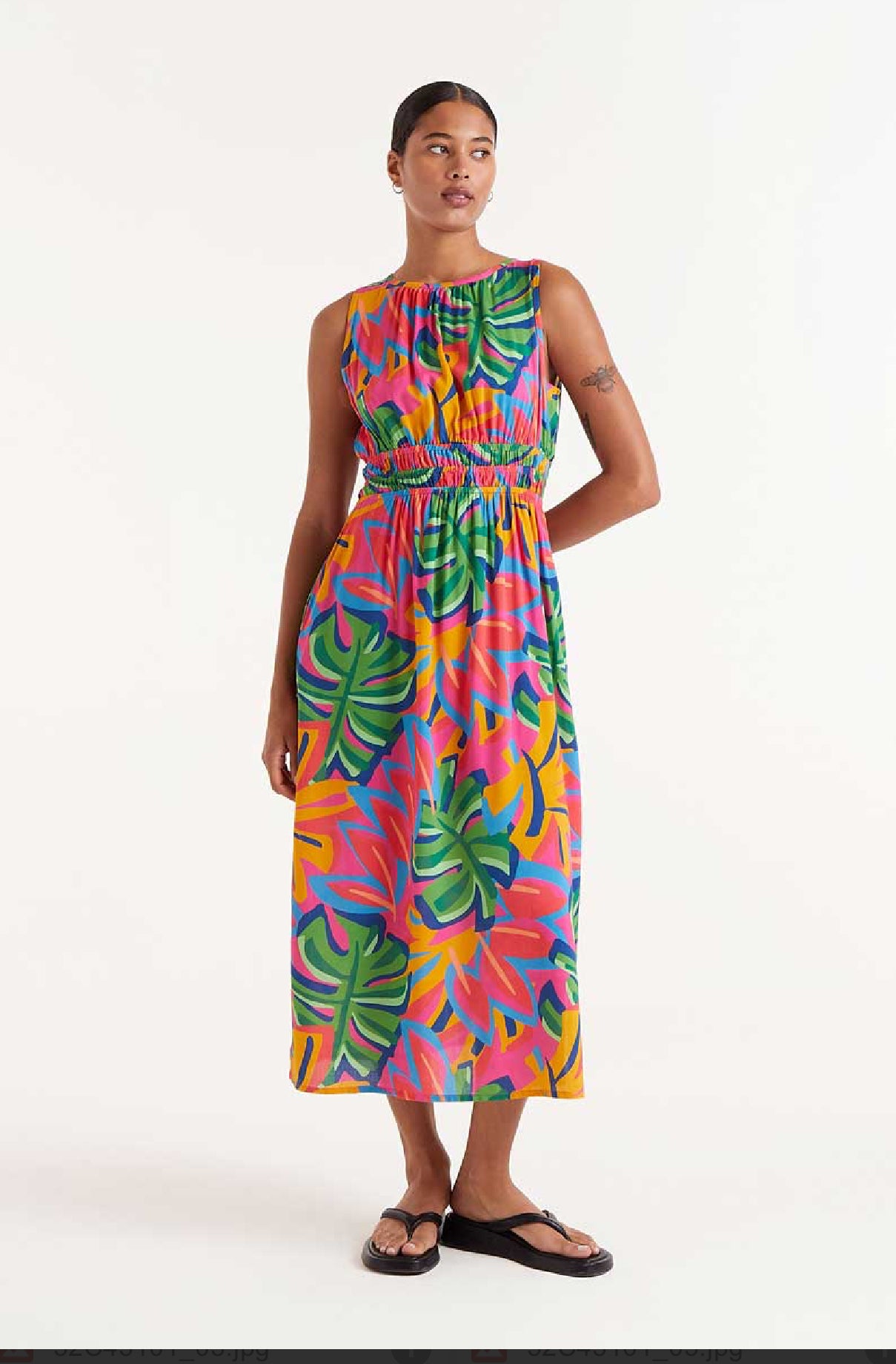 Pink Tropics Sleeveless  Dress - New Season - Compania