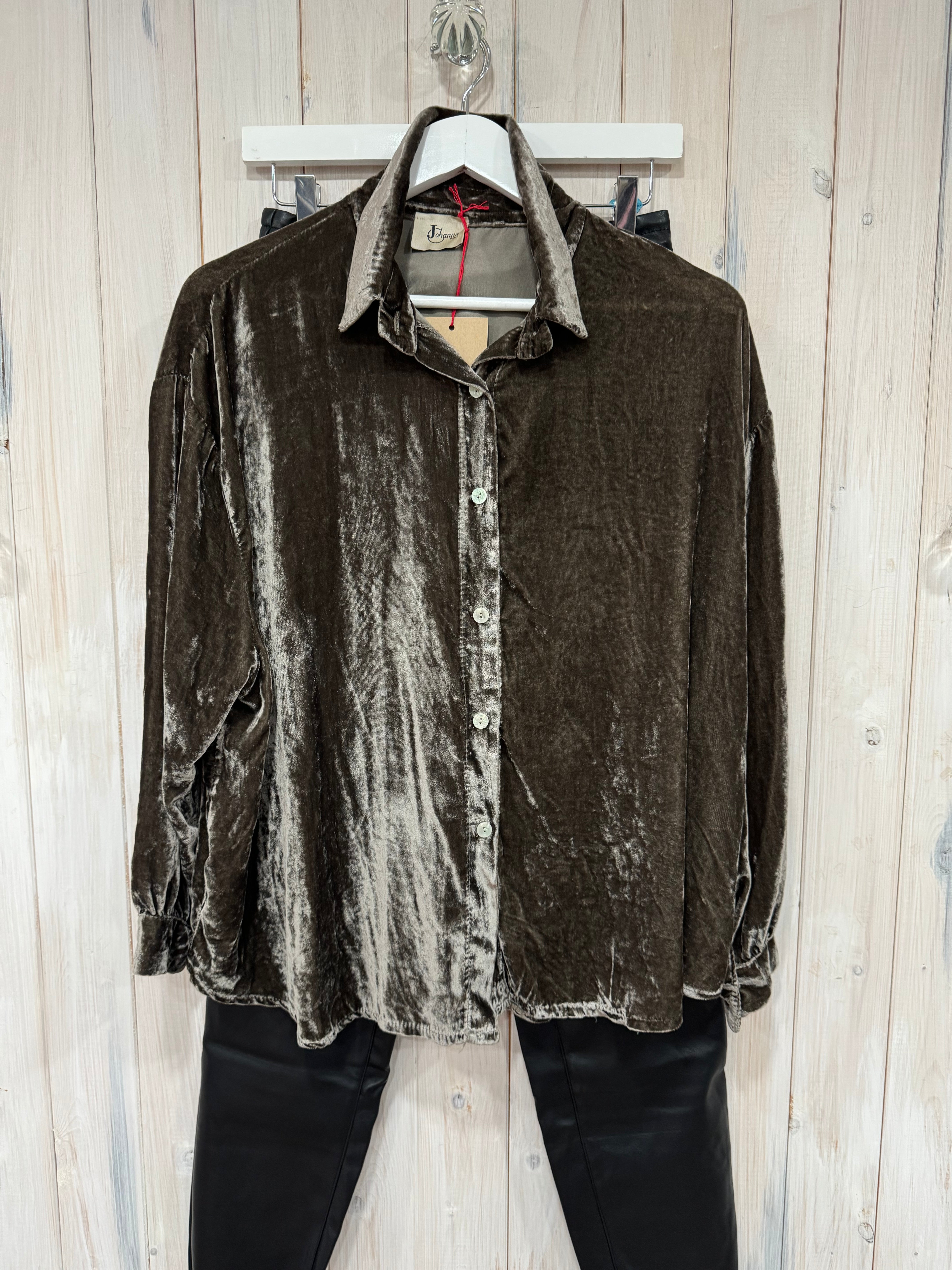 Crushed Velvet Shirt - 2 Colours - Johanna