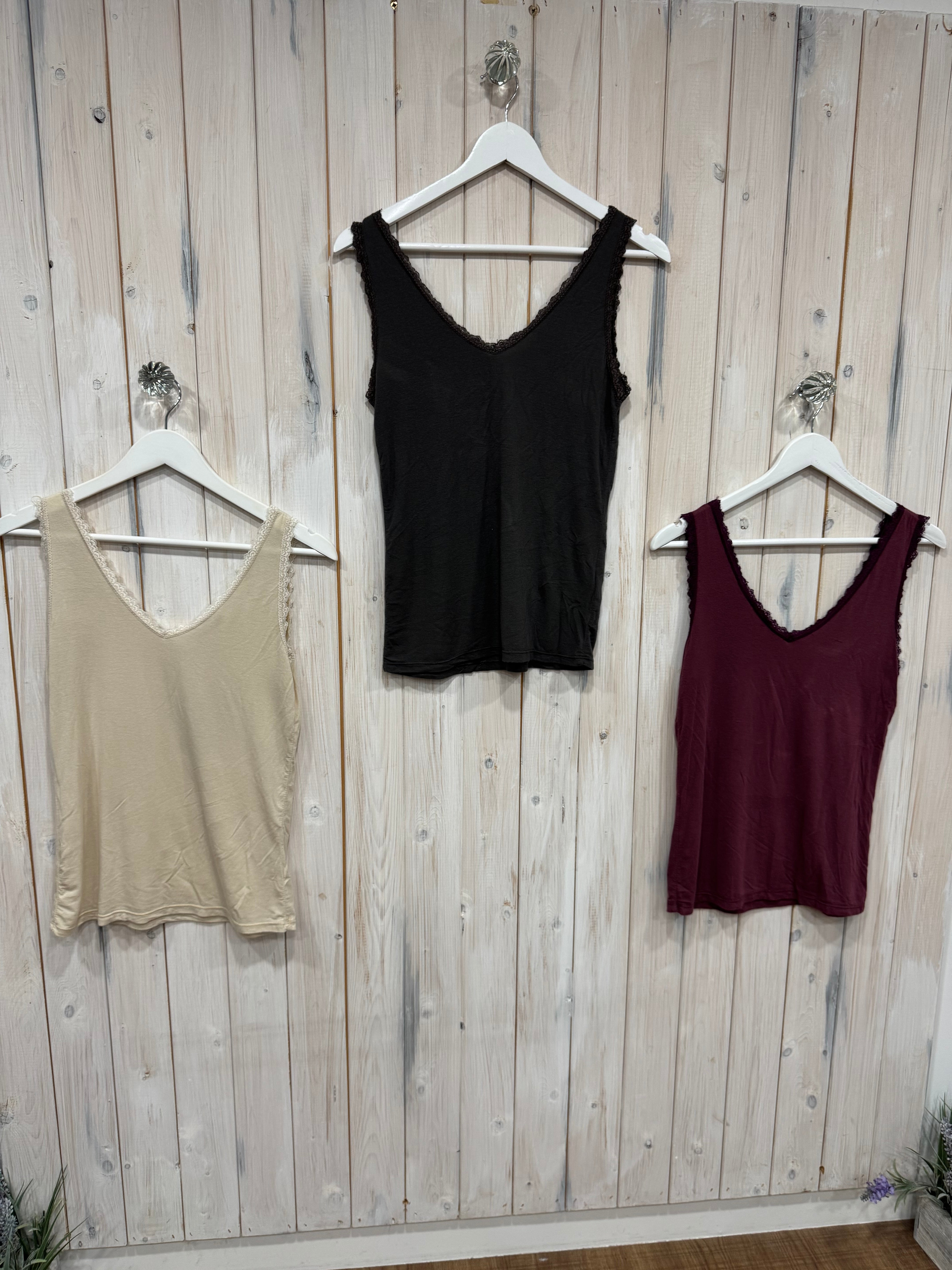Nadine Lace Trim Vest - 3 Colours - New Brand