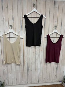 Nadine Lace Trim Vest - 3 Colours - New Brand