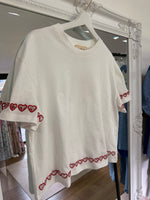 Load image into Gallery viewer, Sweet Heart Cut Out Embroidered T-shirt - Studio Parisien
