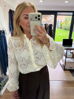 Load image into Gallery viewer, Cream Cut Lace Blouse - AW26
