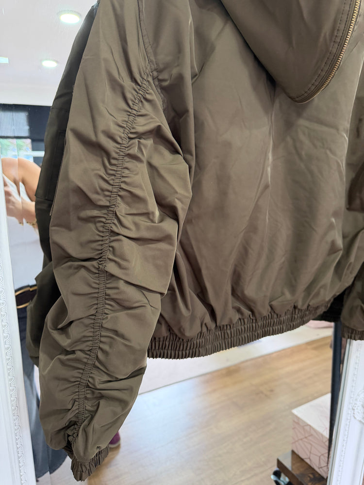 Hooded Bomber - Black & Chocolate - Detachable Hood - AW26