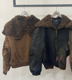 Load image into Gallery viewer, Hooded Bomber - Black &amp; Chocolate - Detachable Hood - AW26
