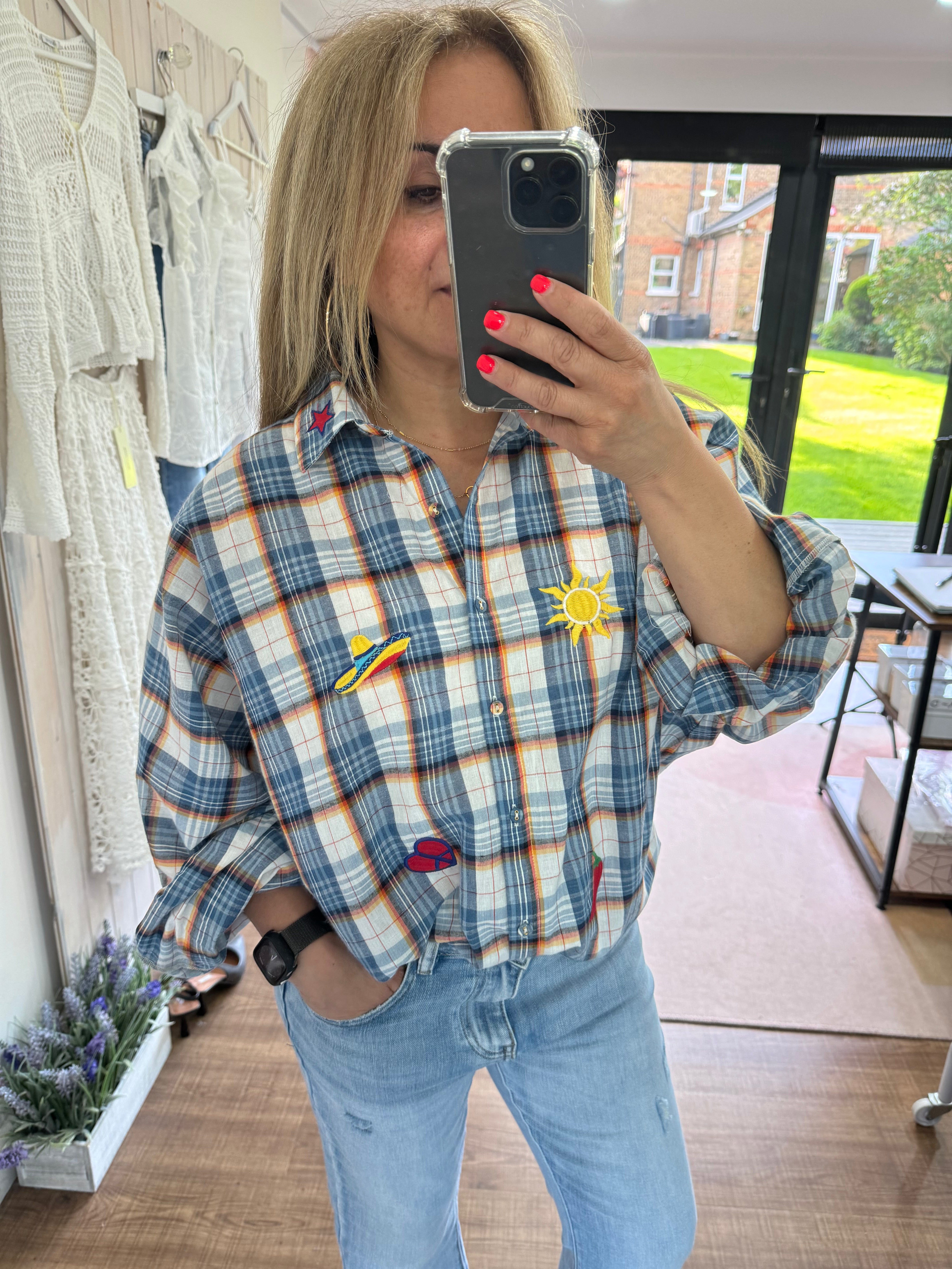 Cow Girl Check Embroidered Blouse - New Season - Studio Parisien