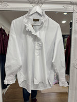 Load image into Gallery viewer, Lou Frill Cotton Poplin Blouse - Scarlet Roos
